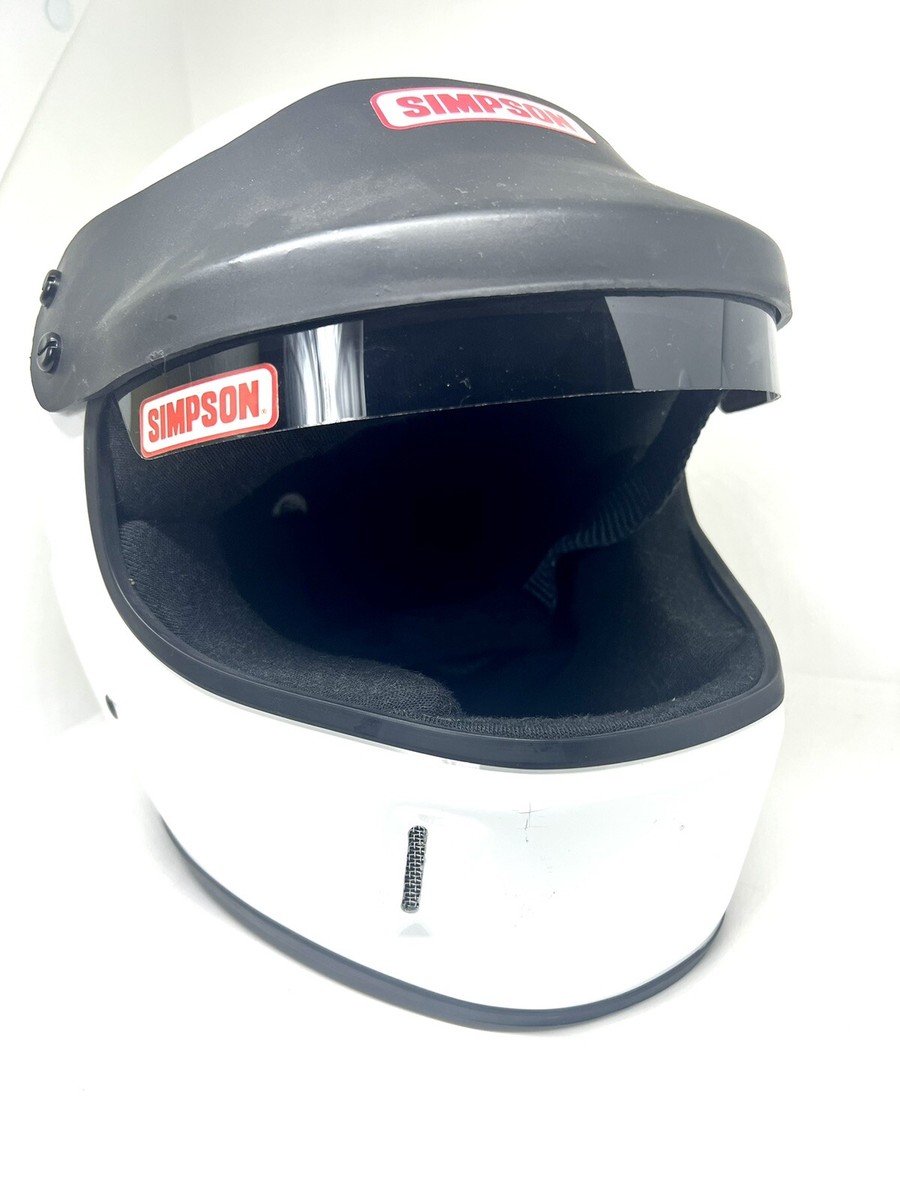 SIMPSON💥VINTAGE~RARE FIND💥Size 6 7/8 White Racing Helmet SA 2000  