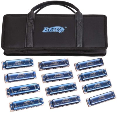 EASTTOP Diatonic Harmonica Set 10 Hole Harp Diatonic Mouth Organ Harmonica Lot