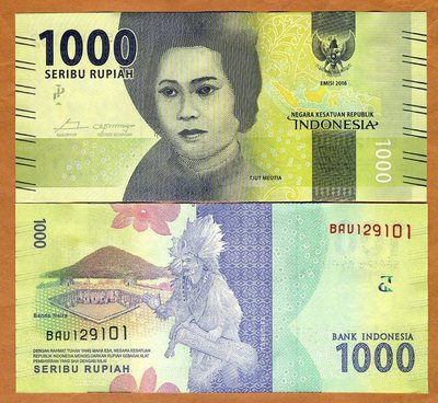 超希少1000インドネシアルピー Indonesia, 1000 Rupiah, 2016, P-154a, Redesigned, UNC | eBay