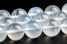 10MM Genuine Natural Transparent Rainbow Moonstone Grade AA Round Loose Beads