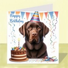 Chocolate Labrador Dog Birthday Greetings Card