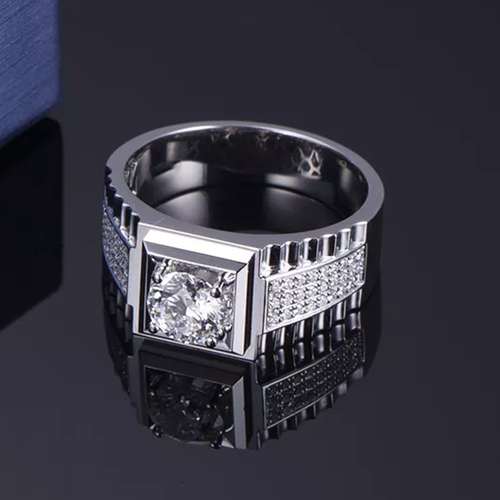 Bague Homme En Argent 925 Avec Moissanite - 5 Carats, Taille D VVS1, Personnalisable