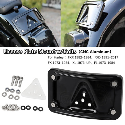 CNC Curved Laydown License Plate Bracket For Harley 3 Hole Mount