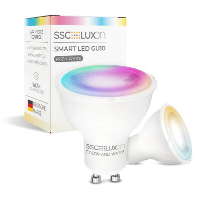 SSC-LUXon GU10 LED Smarthome Lampe 5W dimmbar WLAN Leuchtmittel RGB+W Spotlight