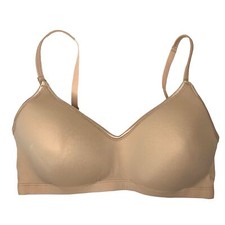 La Leche League Seamless Padded No Wire Nursing Bra Sz 38D Nude 4106 Hands Free