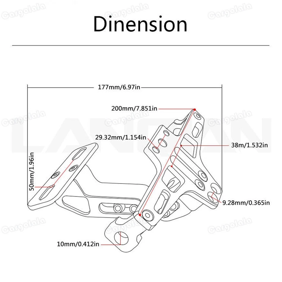 CNC LED Rear License Bracket For Kawasaki Ninja ZX6R/7R/9R/10R/12R/14R 1995-2019 - Image 2 of 4