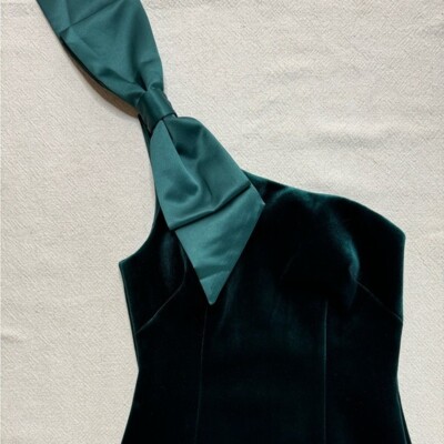 Eliza J Women 4 Emerald Green Velvet One Shoulder Bow Gown Maxi Dress | eBay