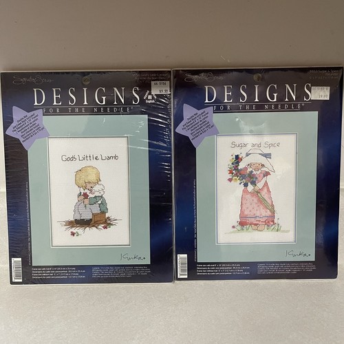 VTG NIP Kinka Collection Christian Counted Cross Stitch Kit Lot Of 2 God’s Lamb - Picture 1 of 5