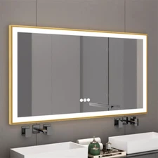 LUVODI Golden Frame LED Bathroom Mirror Dimmable Anti-fog Vanity Mirror IP56 US