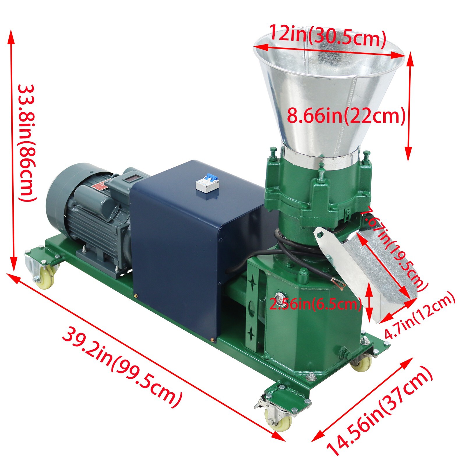 4-roller Head 8mm Plate Animal Feed Pellet Mill Machine 220V 4.5KW 150-200kg/h