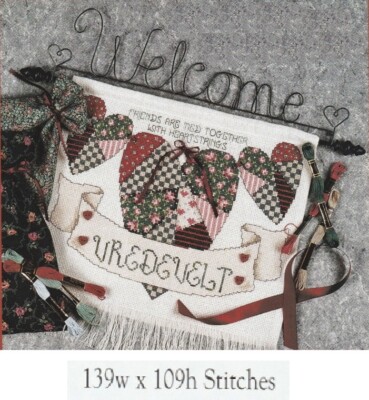 HEART STRING WELCOME   CROSS STITCH PATTERN ONLY - DE  QYE