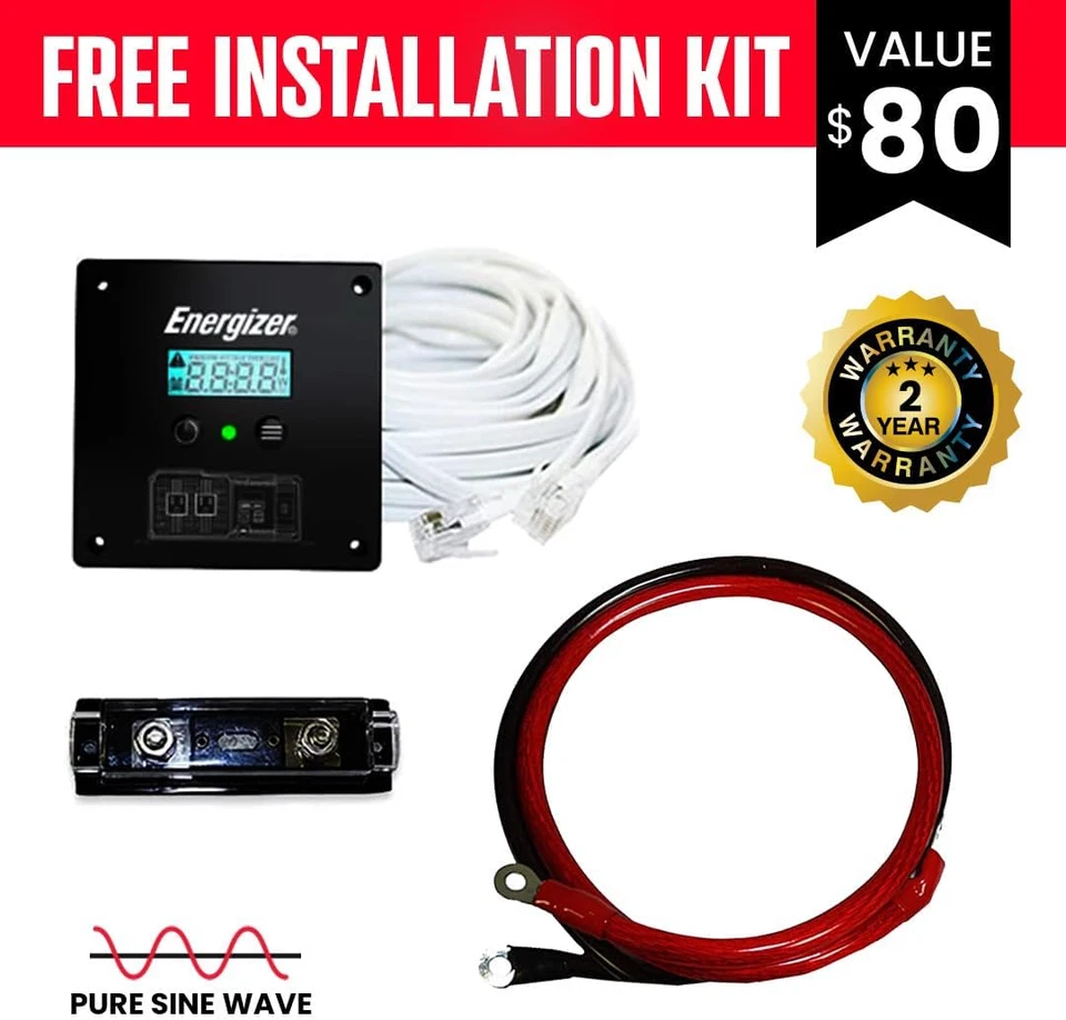 Energizer 1100 Watt 12V to 110v Pure Sine Wave Inverter Dual AC Outlets & USB - Image 2 of 4