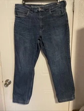 Duluth Trading Jeans Ballroom Double Flex Relaxed Fit Blue Denim Mens Size 38x30