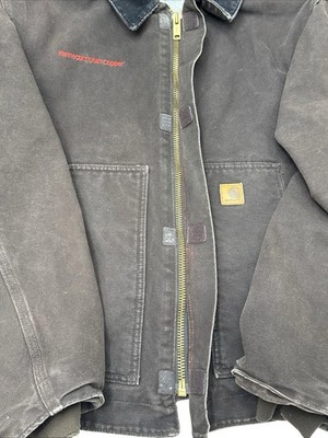 VTG Carhartt J164 DKB Dearborn Jacket 2XL Grunge Fleece Lined Dark