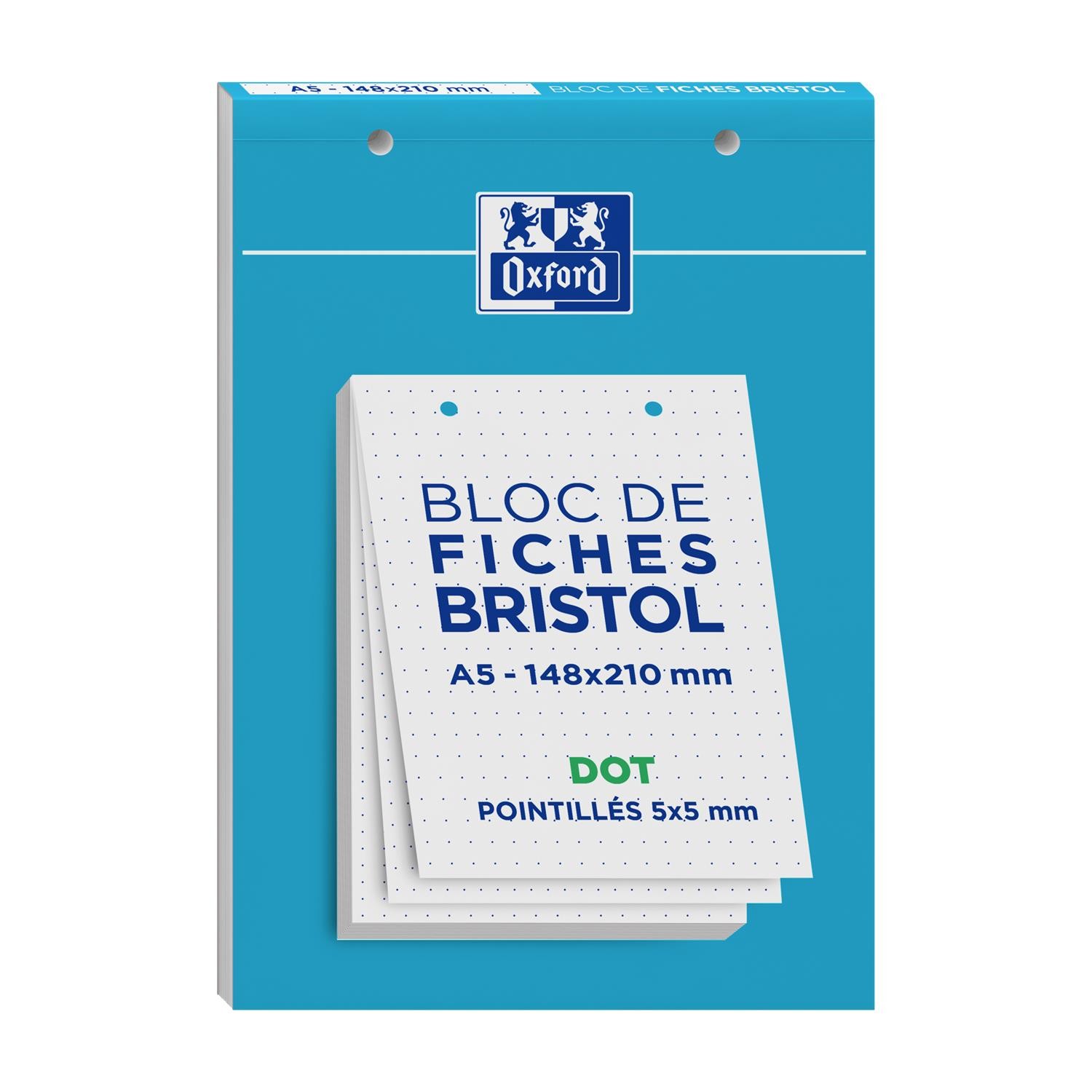 Fiches bristol 148X210 perforées Oxford pour classer sans perforatrice vos blocs A5 - 2