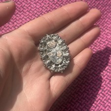 Victorian 9ct Gold & Sterling Silver Floral Sweetheart Brooch 