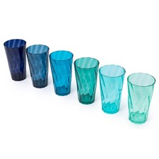 LIVIVO 600ml Plastic Tumblers Set of 6 Teal Reusable Cups BPA Free Durable