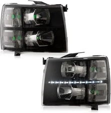 PIT66 LED Headlights for Chevy Silverado 1500 07-13 2500HD 3500HD | Clear Lens B