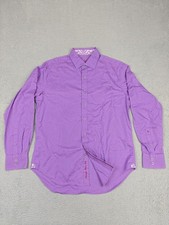 Robert Graham Shirt Mens Large Purple Damask Cotton Long Sleeve Button Up Casual
