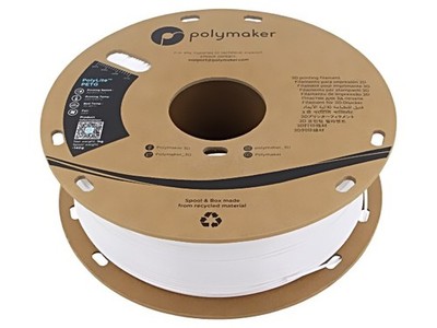 PB01002 Filament: PET-G 1,75mm weiss 230-240°C 1kg Temp.Tisch: 70-80°C POLYMAKER