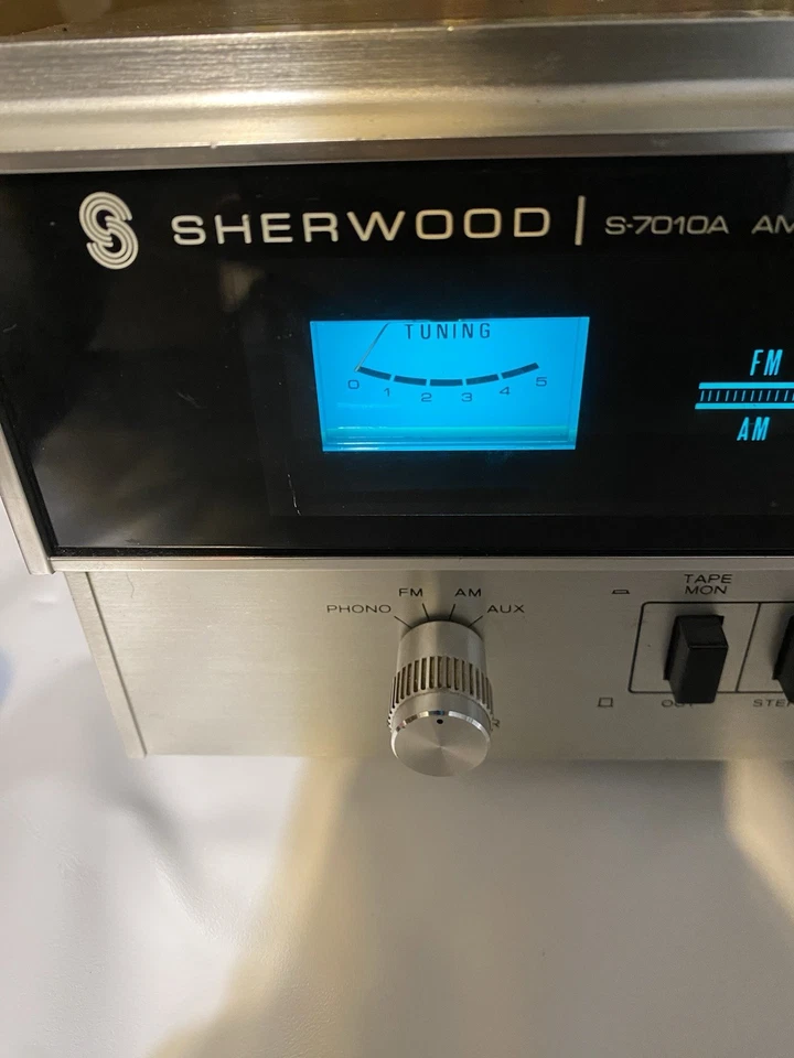 Receptor estéreo Sherwood S-7010 vintage estuche de madera cara cromada retro años 70 HIFI Foto 2 de 4