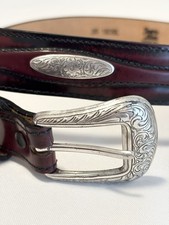 Vintage Tony Lama Belt Western Concho Brown Tooled Leather 1839L Mens 36 USA