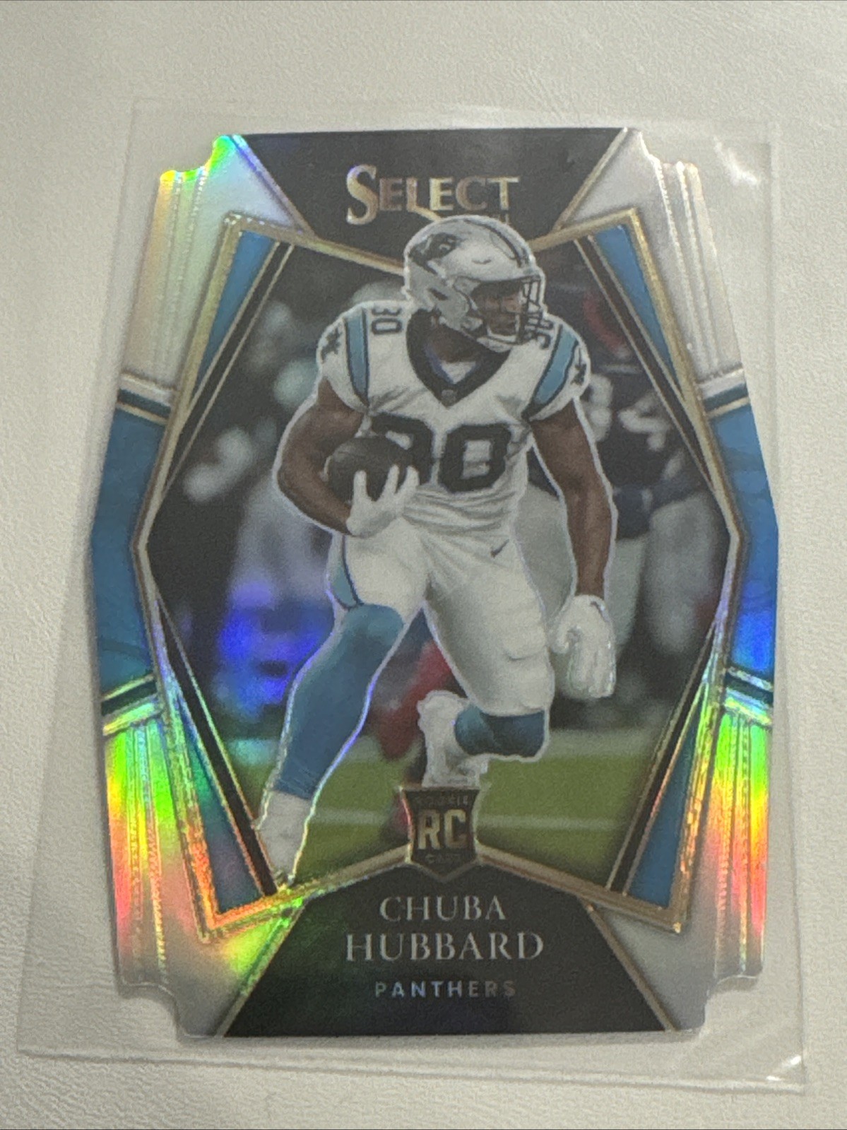 2021 Panini Select - Premier Level Chuba Hubbard #176 Silver Prizm Die-Cut