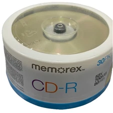 Memorex CD-R 30 Pack 52X 700MB 80 Min Recordable New Unopened Sealed 30PK For PC
