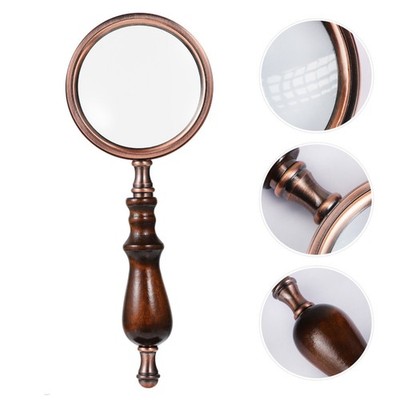 Portable Handheld Glass with Wood Frame for Newspaper Reading