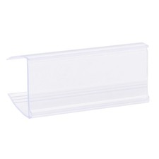 Label Holder Clip on Shelf 60x27mm Clear Plastic for Wire Shelving, Pack of 20