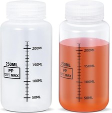 8.8oz/260ml Wide Mouth Plastic Bottles with Airtight Lids, Graduated Food