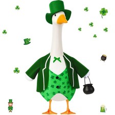 St Patrick's Day Shamrock Goose Outfit Lawn Porch Goose Clothes for 23" St Pa...