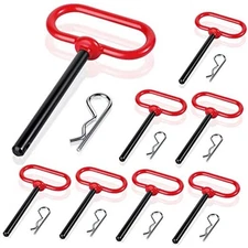 BBTO 8 Pcs Trailer Hitch pin 3/8 x 4 Inch Locking Mower Clevis Hitch Pin Red