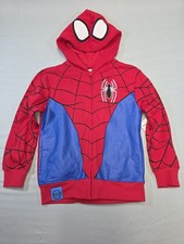 New Marvel Spider-Man Boys Full Zip Hoodie With Pockets Red Blue Black Med 8