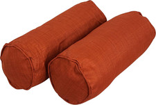 Indoor/Outdoor Corded Bolster Pillow, 20" X 8", Cinnamon 2 Count