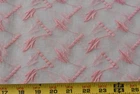 By 1/2 Yd, Vintage, Embroidered Pink Leaves on Semi-Sheer White Cotton, V958