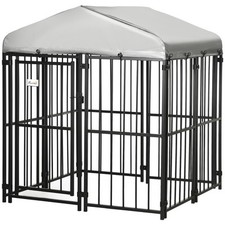 PawHut Kennel con Tettuccio per Cani Taglia Piccola e Media 122x122x138cm