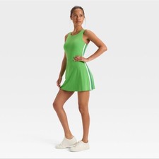 JoyLab Women s Knit Sporty Contrast Active Dress - Bright Green Size Medium NWOT