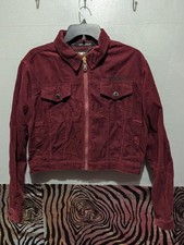 Harley Davidson motorcycle womens L burgundy corduroy zipper front Jacket