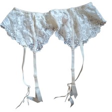 Victoria's Secret Lace Garter Belt Ivory Cream Bridal Coquette size L