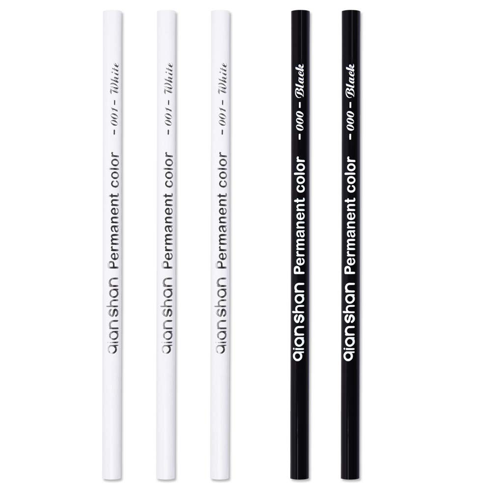 5 Pcs Black White Color Pencils Permanent Oil-Based Wooden D
