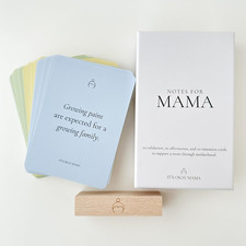 Mom Affirmation Card Set Postpartum Mom Gift New Mama 60 Cards Wood Stand in Box
