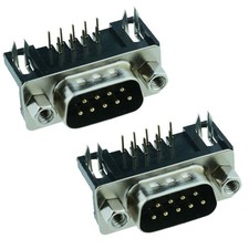 2 x 9-Way Right Angle PCB Male D Plug Connector