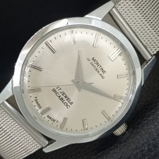 MONTINE VINTAGE HAND-WINDING SWISS MENS REFURBISHED SILVER DIAL WATCH a445216-1