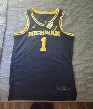 Jordan Michigan Wolverines Basketball Jersey 1 Men s Size S Blue Yellow