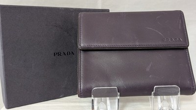 PRADA 1MH176 Vitello Move Leather Tri-Fold Wallet Ibisco Pink W-Hook Box - MINT