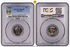 1990 Australia 5c Five Cent Coin  PCGS MS68