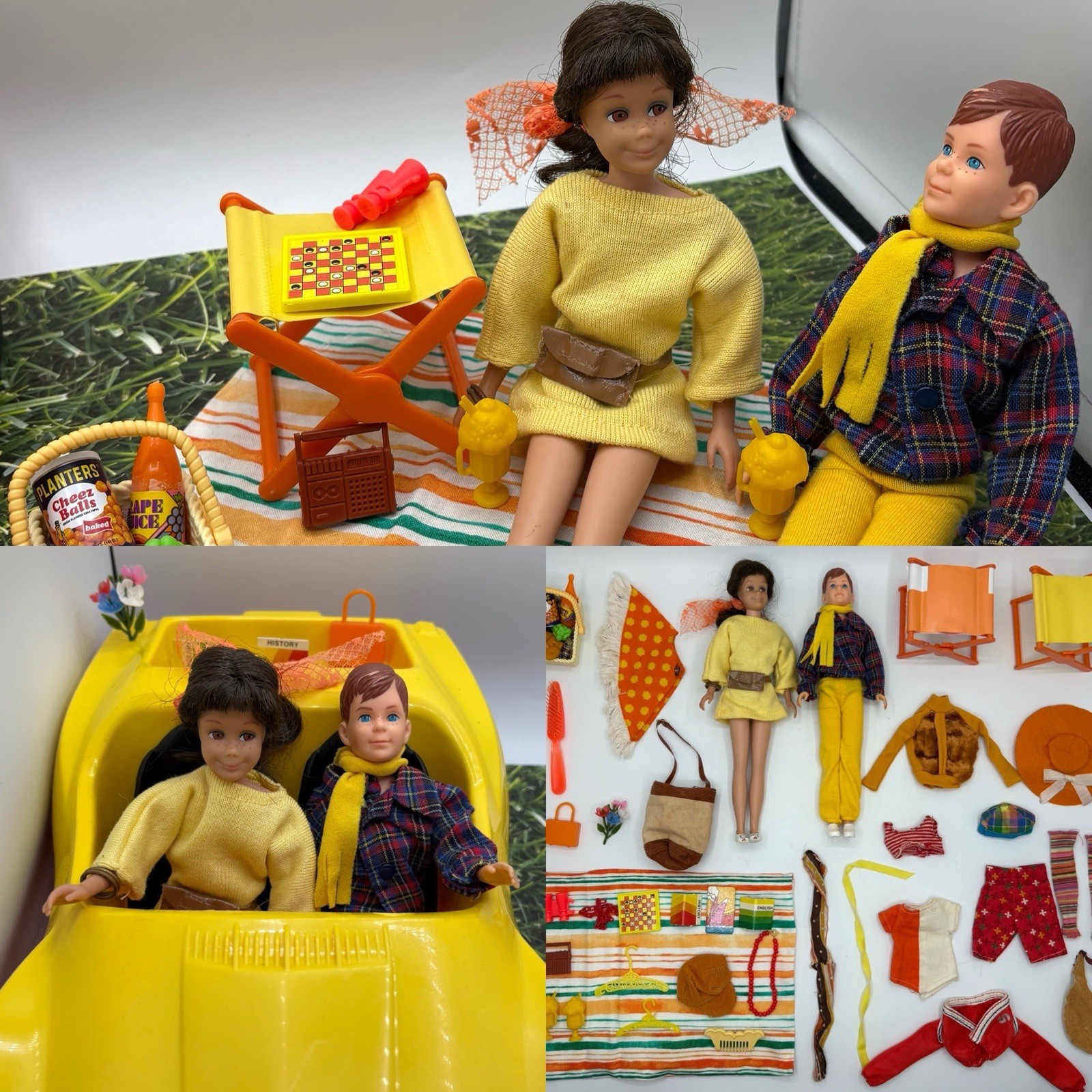 Vintage 1965 “Ricky & Skooter’s First Picnic Date” OOAK Set - Teen Barbie Dolls