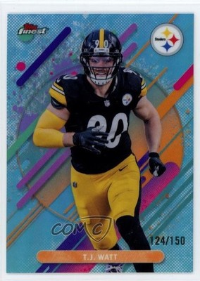 2025 Topps Finest Rare Sky Blue Refractor /150 TJ Watt #283 1gd8