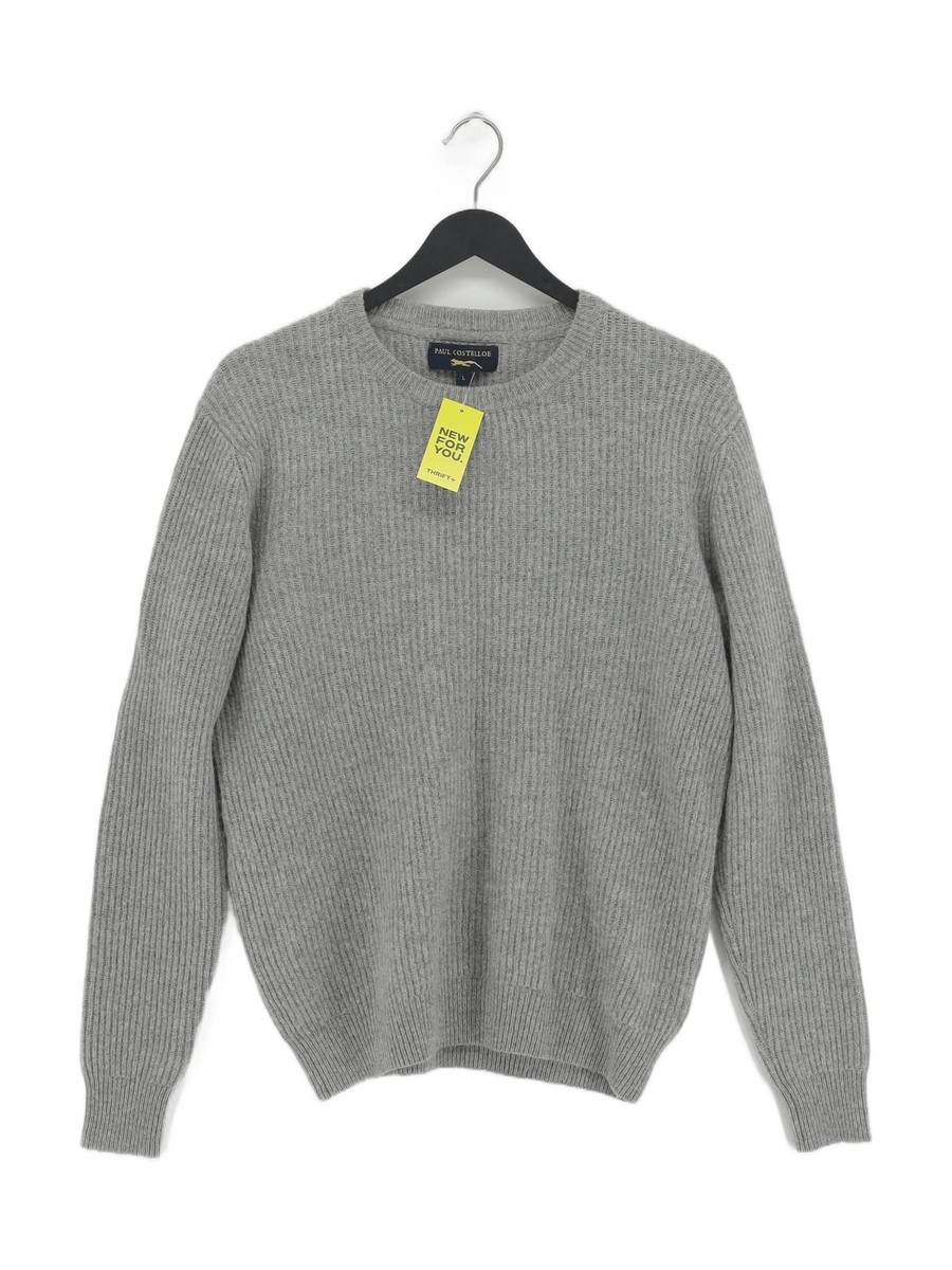 Paul Costelloe Women's Jumper L Grey Wool with Nylon Crew Neck